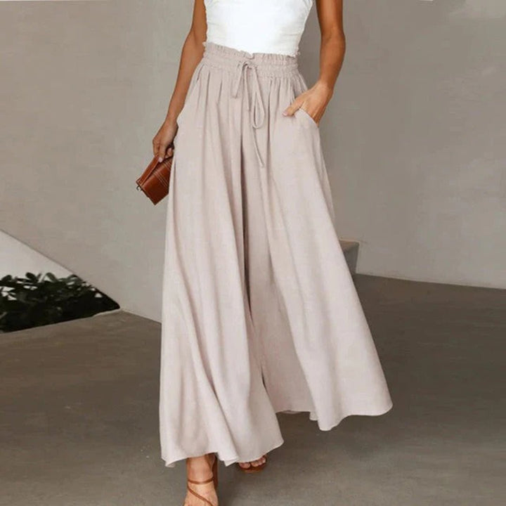 Jasmin | Fließende, Elegante & Bequeme Stoffhose Damen – Weiße Palazzo-Hose 5