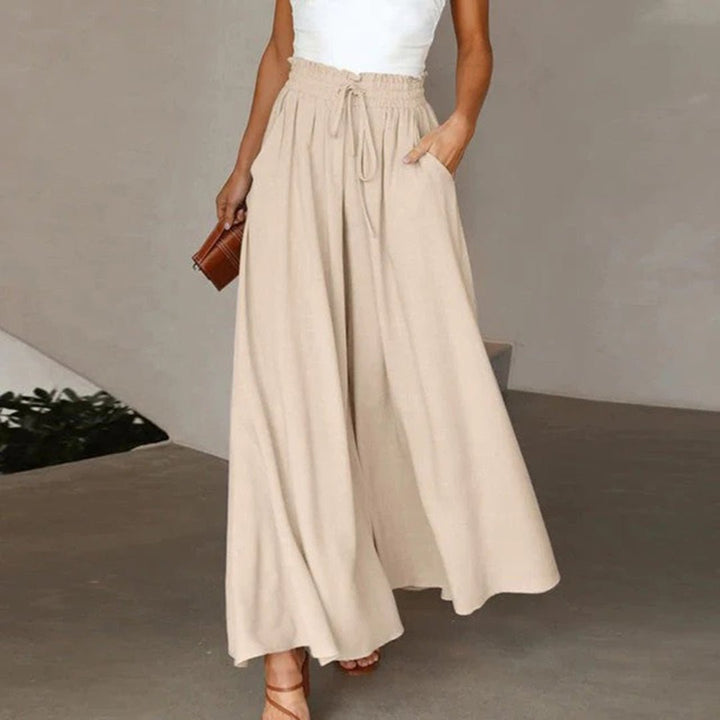 Jasmin | Fließende, Elegante & Bequeme Stoffhose Damen – Weiße Palazzo-Hose 6