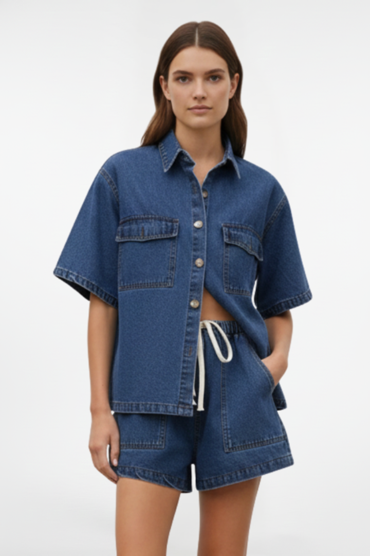 Jasmin | Luftiges, Elegantes &amp; Bequemes Damen Set aus Hemd und Shorts 5