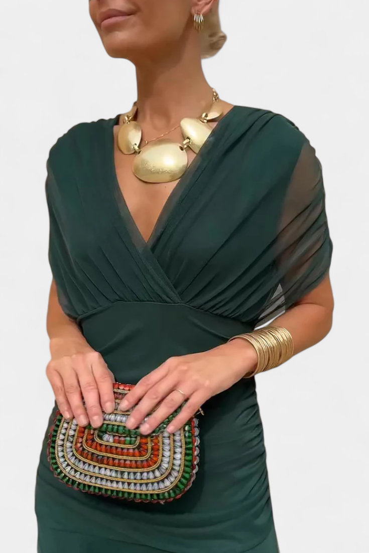 Jovita | Elegantes Maxikleid für Festliche Anlässe – Kunstvoller Blumendruck & Fließende Maxilänge 1