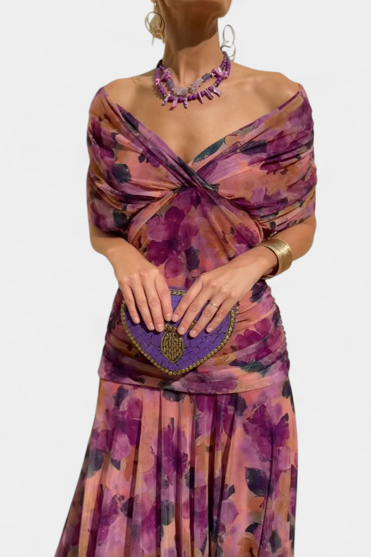 Jovita | Elegantes Maxikleid für Festliche Anlässe – Kunstvoller Blumendruck & Fließende Maxilänge 2
