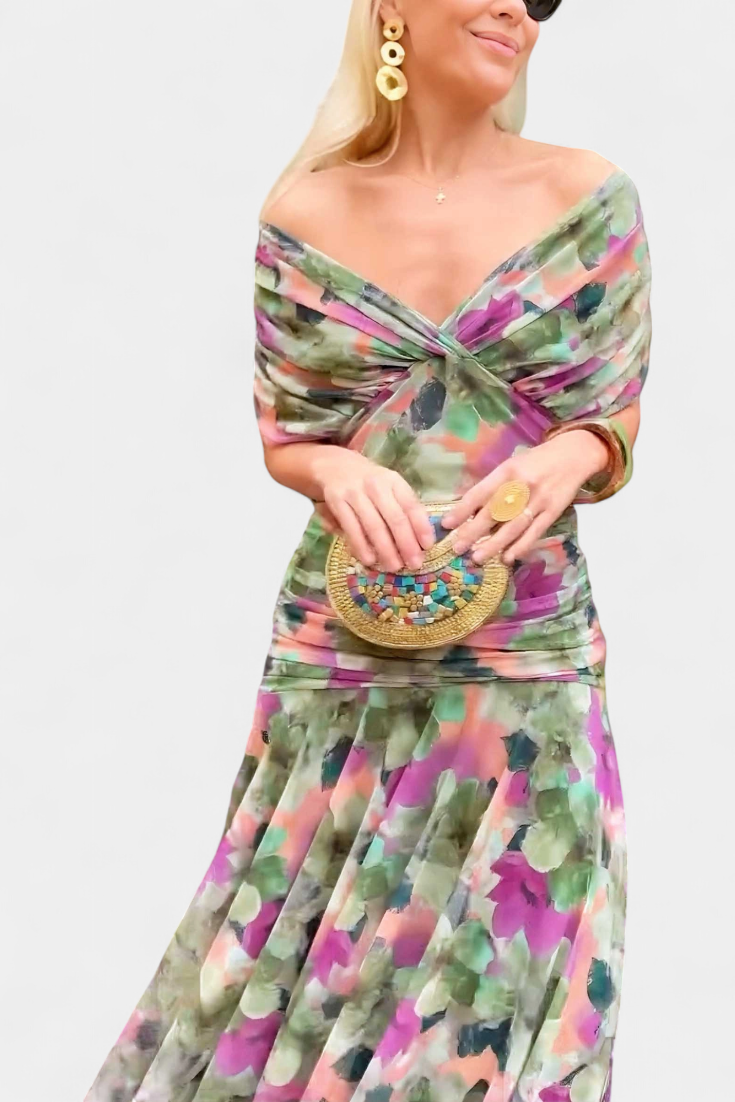 Jovita | Elegantes Maxikleid für Festliche Anlässe – Kunstvoller Blumendruck & Fließende Maxilänge 5