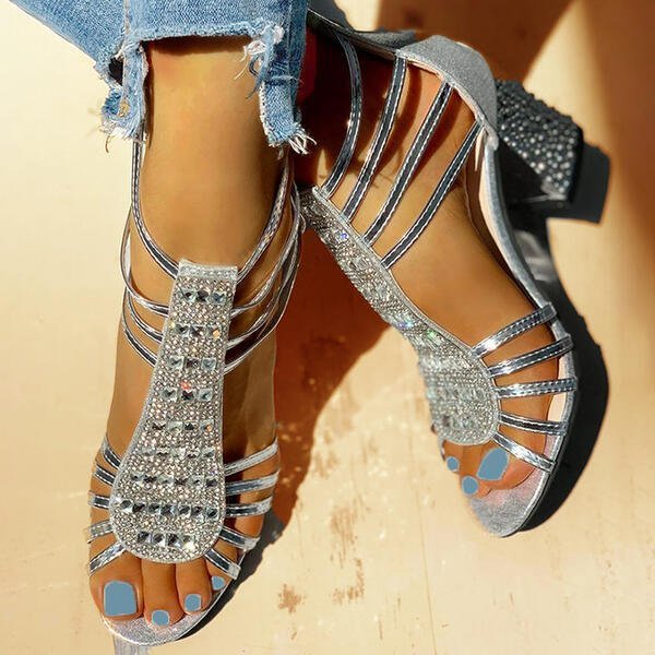 Julia | Glamouröse Strass-Sandalen mit Blockabsatz 5