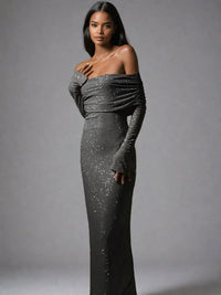 Sofia | Off-Shoulder Glitter Maxi Dress for Women