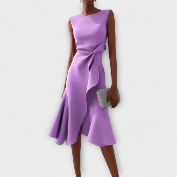 Katrin | Elegantes Festliches Kleid für Hochzeitsgäste – Asymmetrisches Midikleid für Damen 5