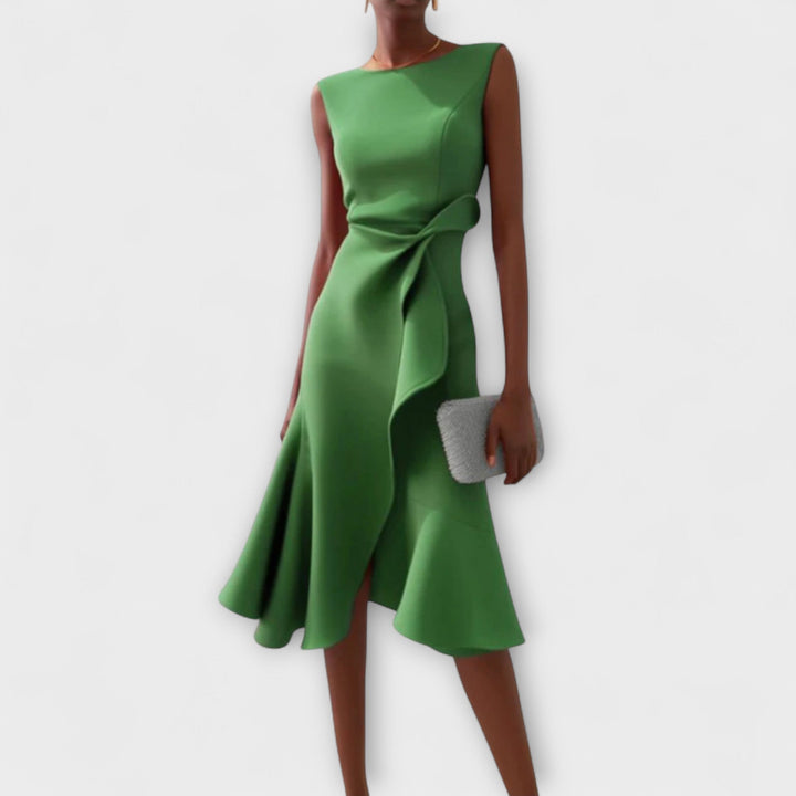 Katrin | Elegantes Festliches Kleid für Hochzeitsgäste – Asymmetrisches Midikleid für Damen 6