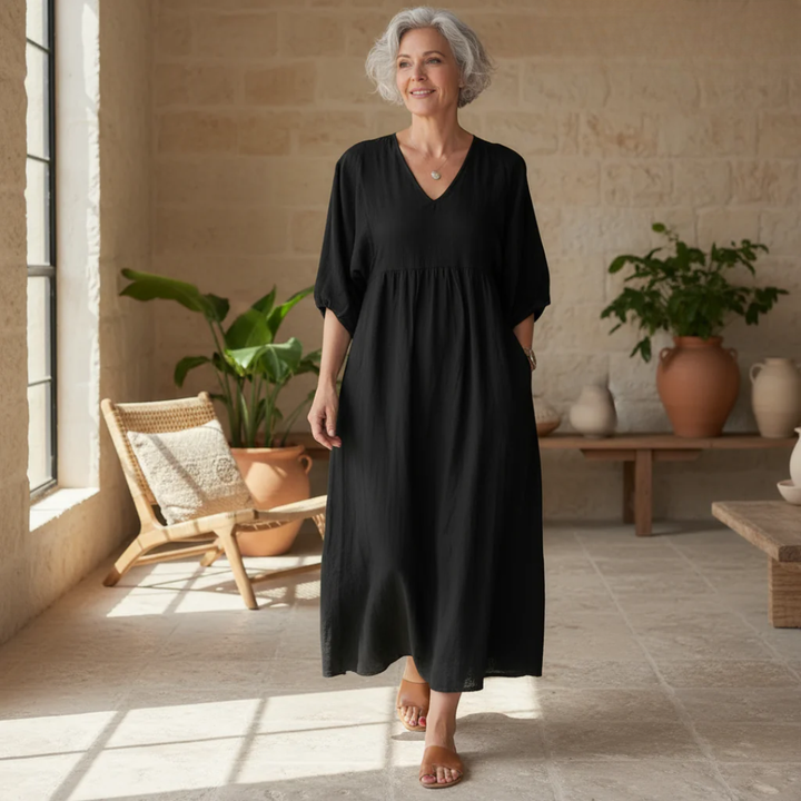 Klara | Midikleid mit V-Ausschnitt und elegantem Design 1