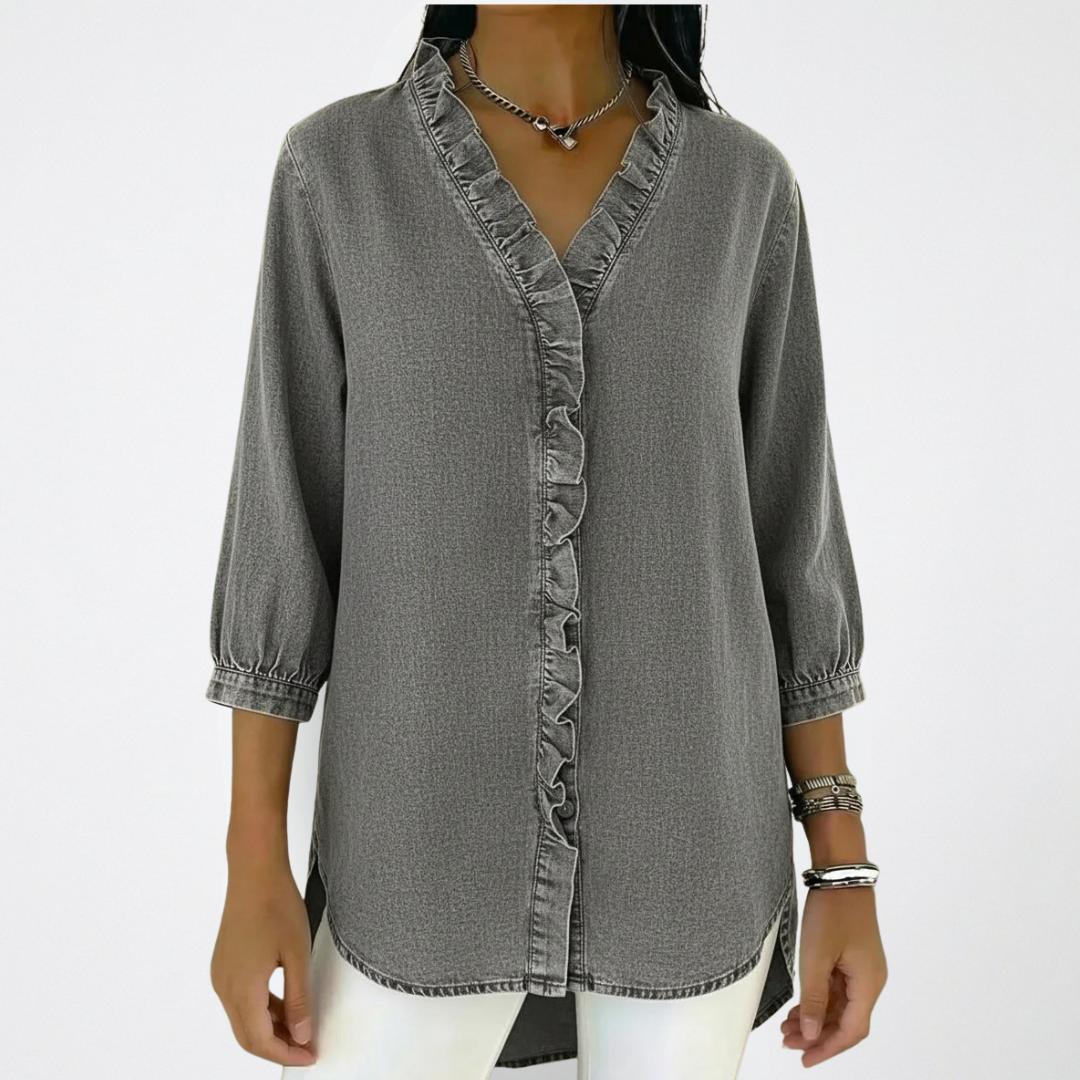 Klaudia | Elegante Damenbluse mit verspielten Rüschen-Details 2