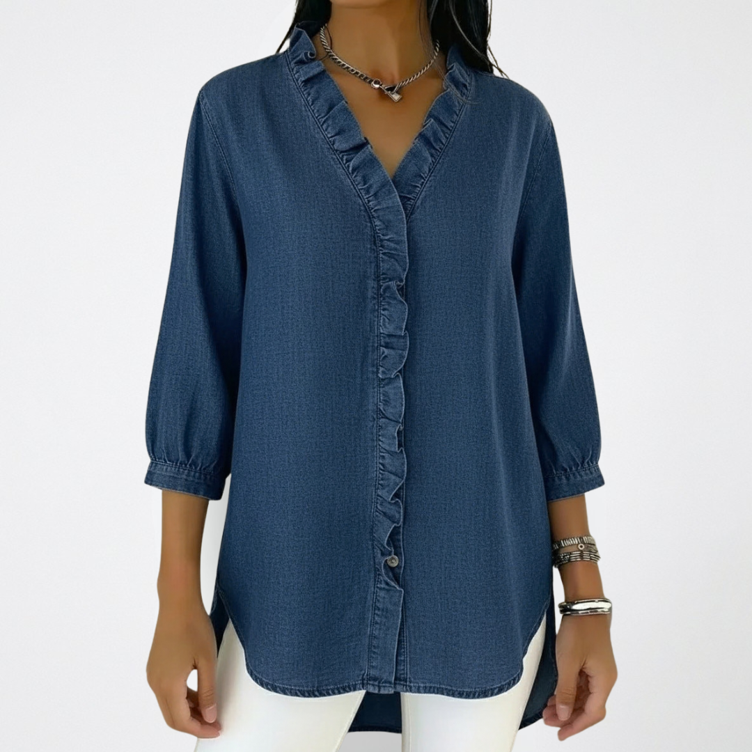 Klaudia | Elegante Damenbluse mit verspielten Rüschen-Details 3
