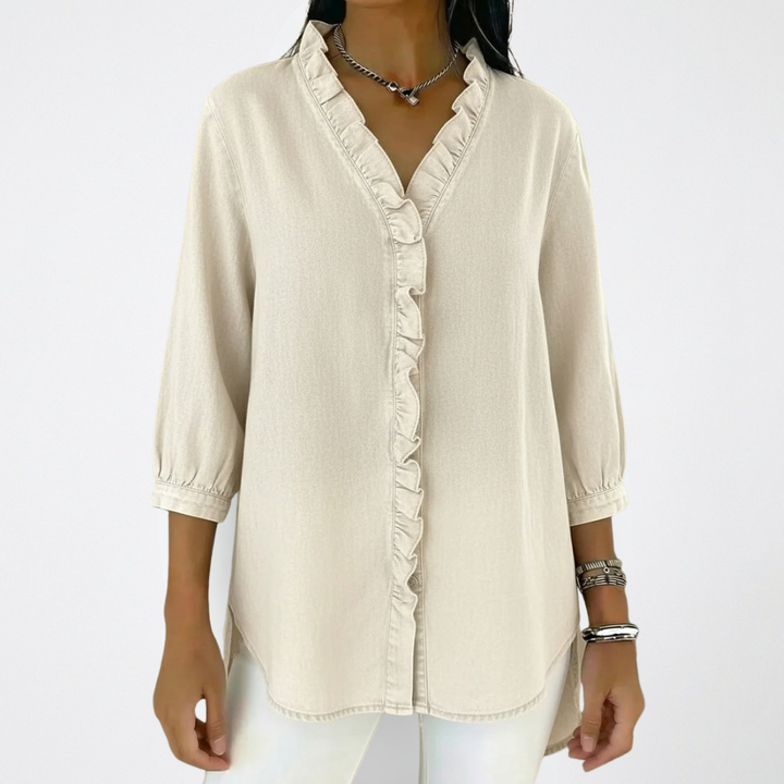 Klaudia | Elegante Damenbluse mit verspielten Rüschen-Details 8