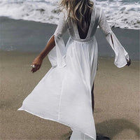 Isabella | Elegant and Flowing Open-Back Maxi Beach Dress