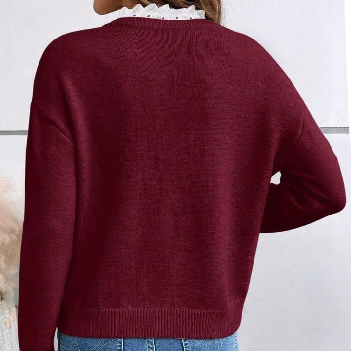 Lena | Eleganter Strickpullover mit Spitzen-V-Ausschnitt 7