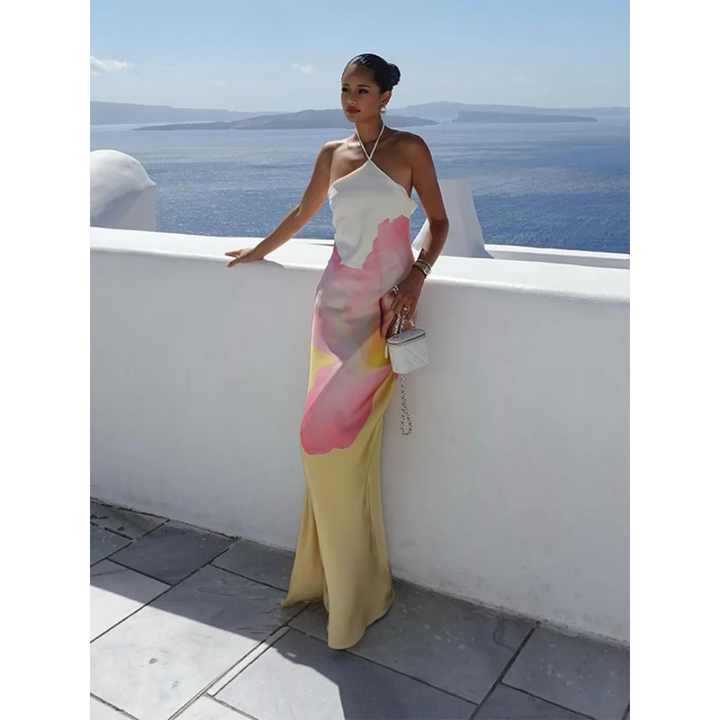 Lena | Elegantes, Asymmetrisches Maxikleid Sommer mit Blumenprint für Festliche Anlässe 6