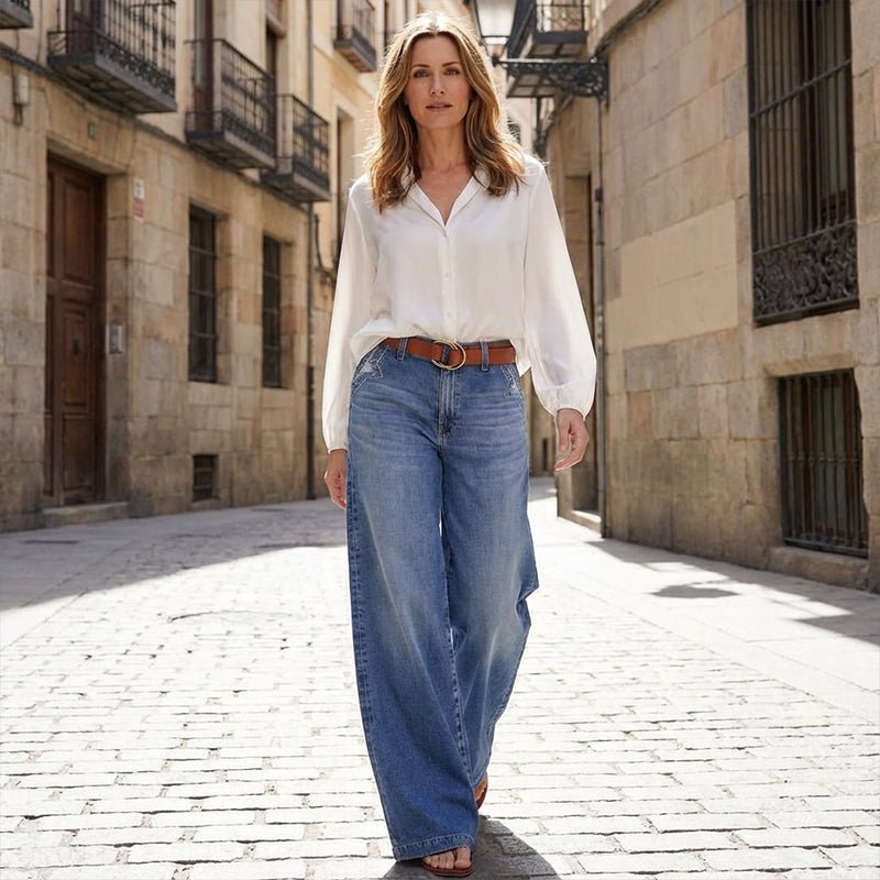 Lena | Hochtaillierte, Vintage & Bequeme Damenjeans im Wide Leg Stil 4
