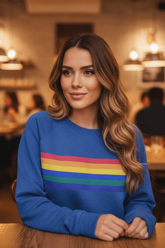 Lily | Damen-Pullover mit Regenbogenstreifen und Rundhalsausschnitt in lockerer Passform 3