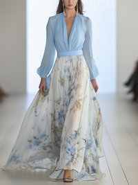 Stephanie | Stilvolles Blumenmuster Maxikleid