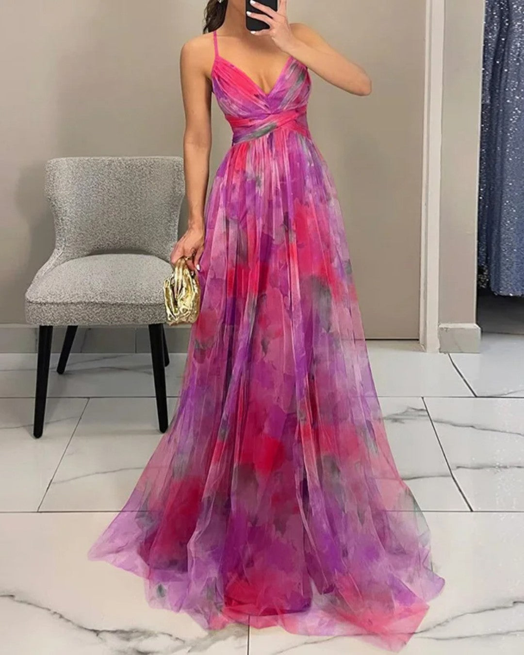 Liora | Elegantes Blumenprint Maxikleid mit Verstellbaren Trägern 3