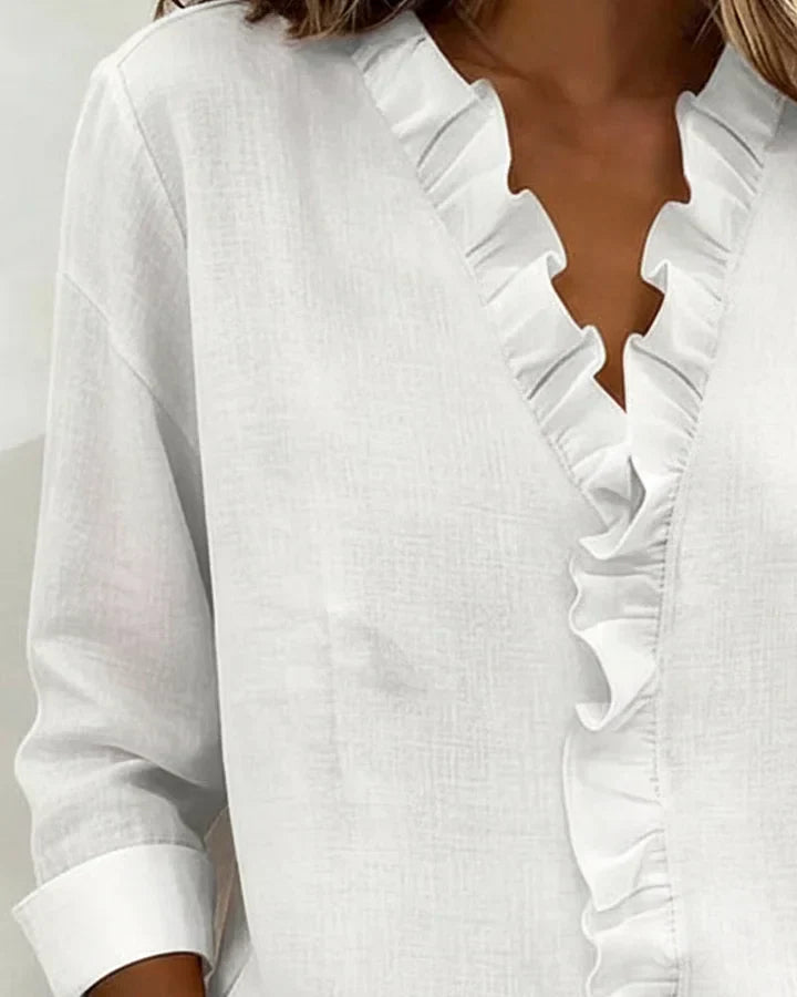 Livia | Elegante Rüschenbluse mit V-Ausschnitt für Damen 5