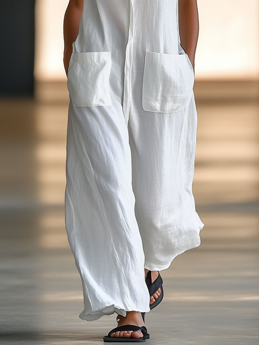 Livia | Eleganter, Leichter Damen Jumpsuit – Weites Bein für Sommer, Ideal in Weiß oder Schwarz 2
