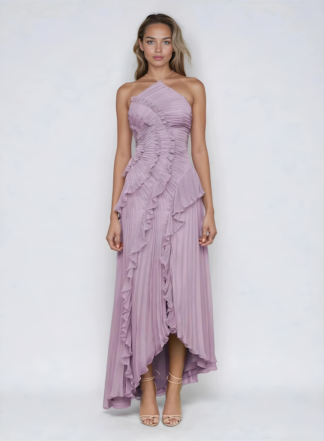 Livia | Elegantes Asymmetrisches Maxikleid mit Volants 0
