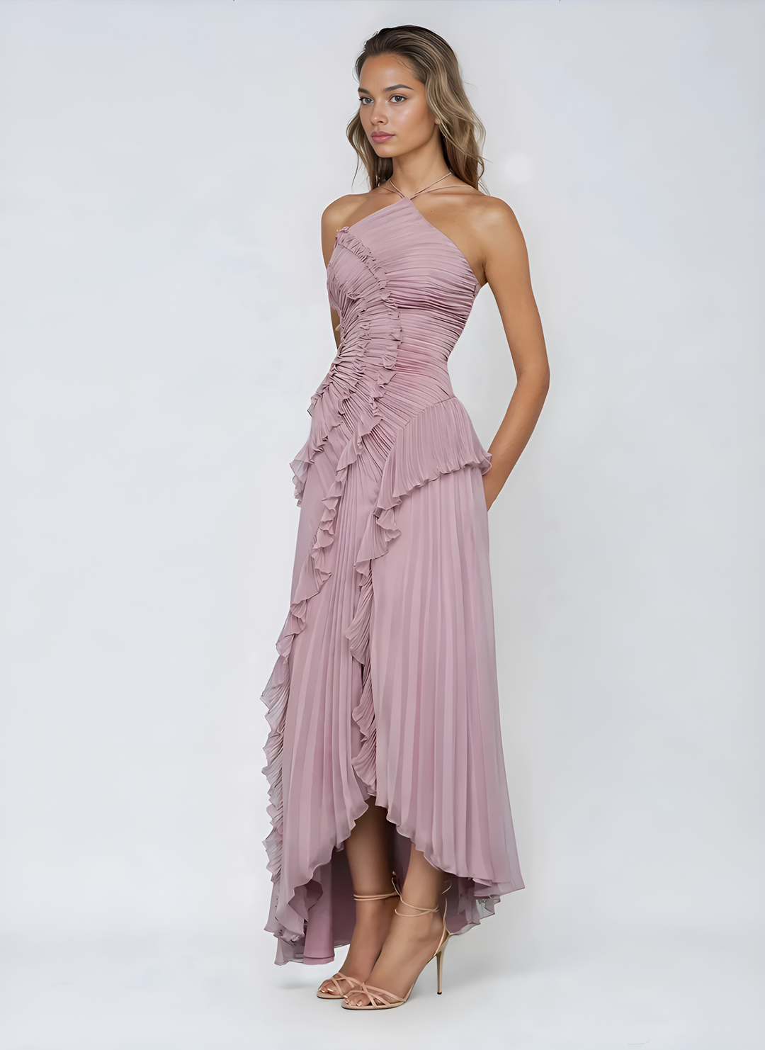 Livia | Elegantes Asymmetrisches Maxikleid mit Volants 1