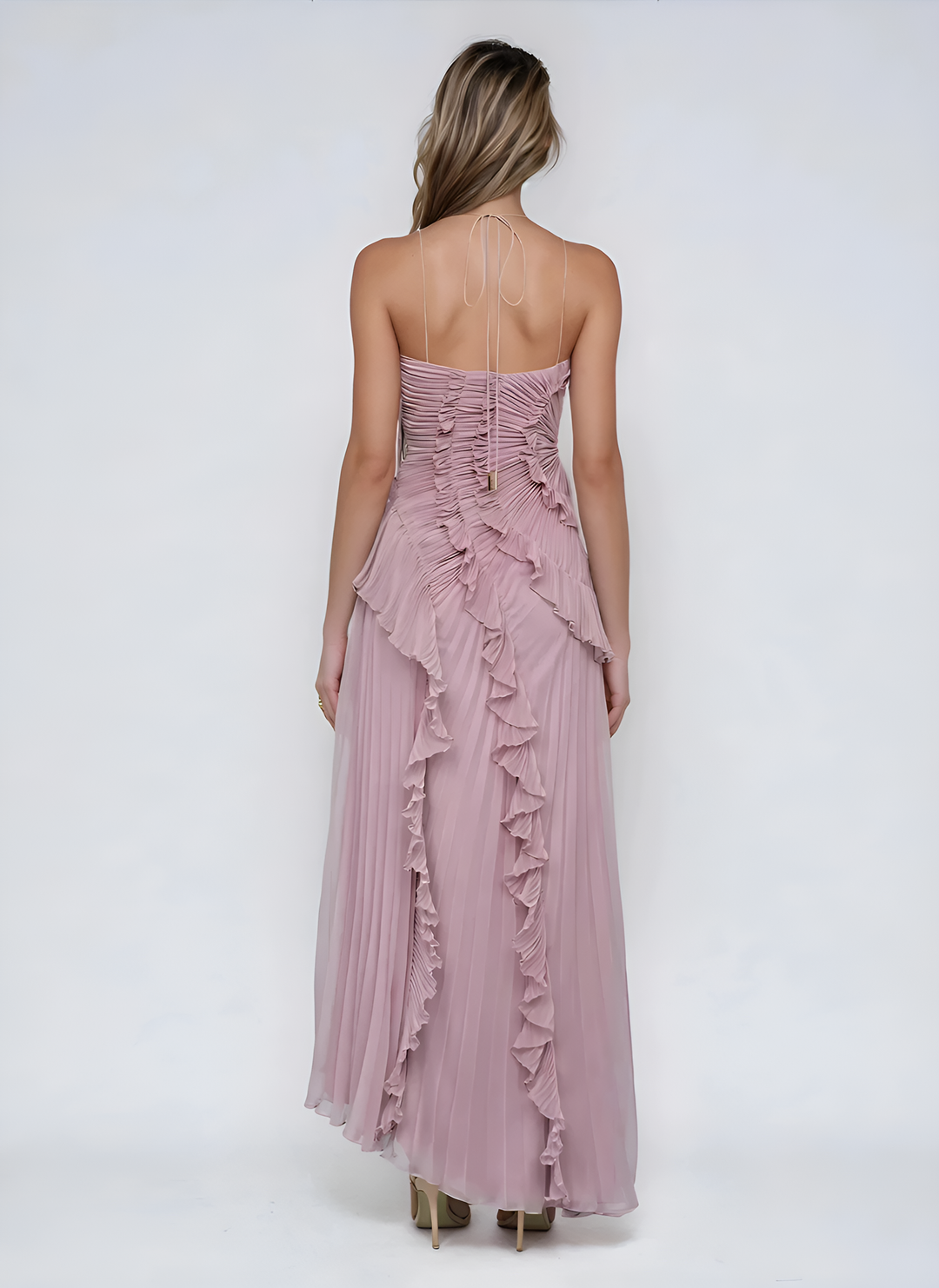 Livia | Elegantes Asymmetrisches Maxikleid mit Volants 3