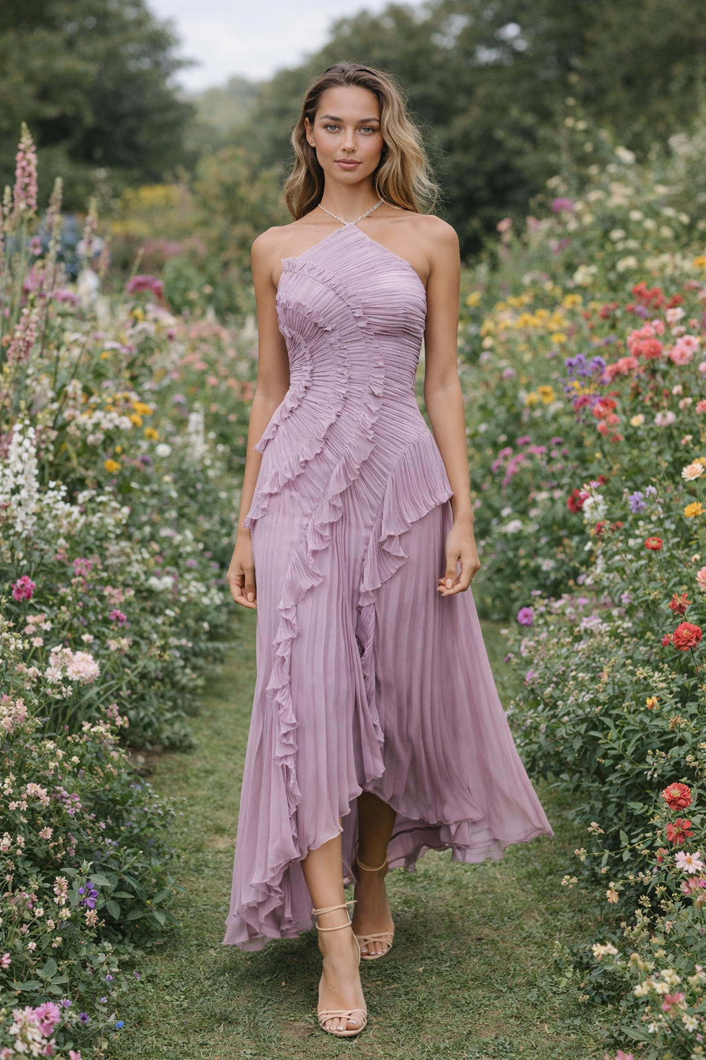 Livia | Elegantes Asymmetrisches Maxikleid mit Volants 6