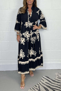 Jennifer | Fließendes Maxikleid mit Blumenmuster