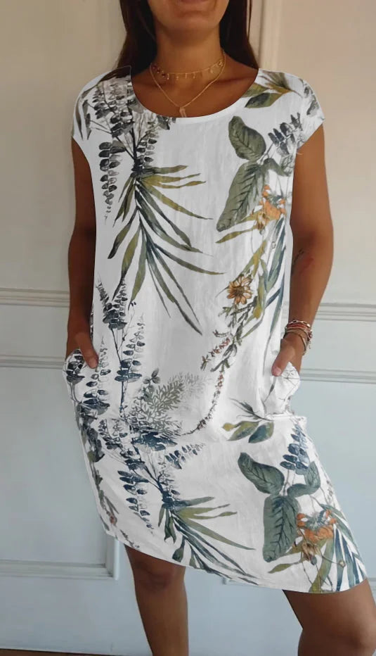 Livia | Leichtes Baumwoll-Leinen Damen Kleid mit Taschen 0