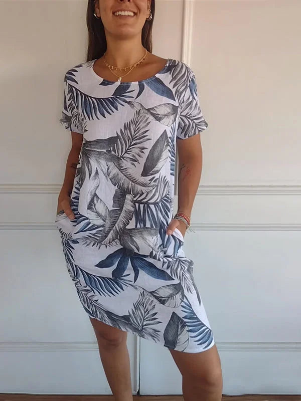 Livia | Leichtes Baumwoll-Leinen Damen Kleid mit Taschen 2