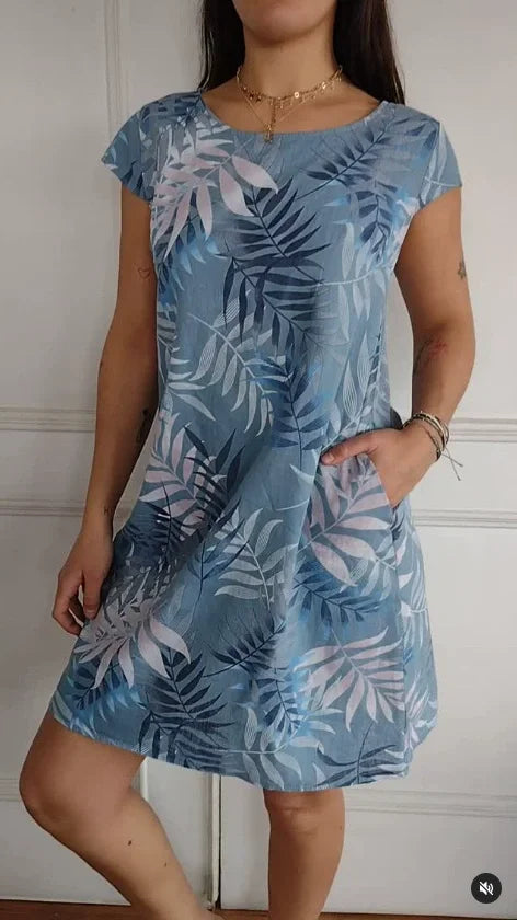Livia | Leichtes Baumwoll-Leinen Damen Kleid mit Taschen 9