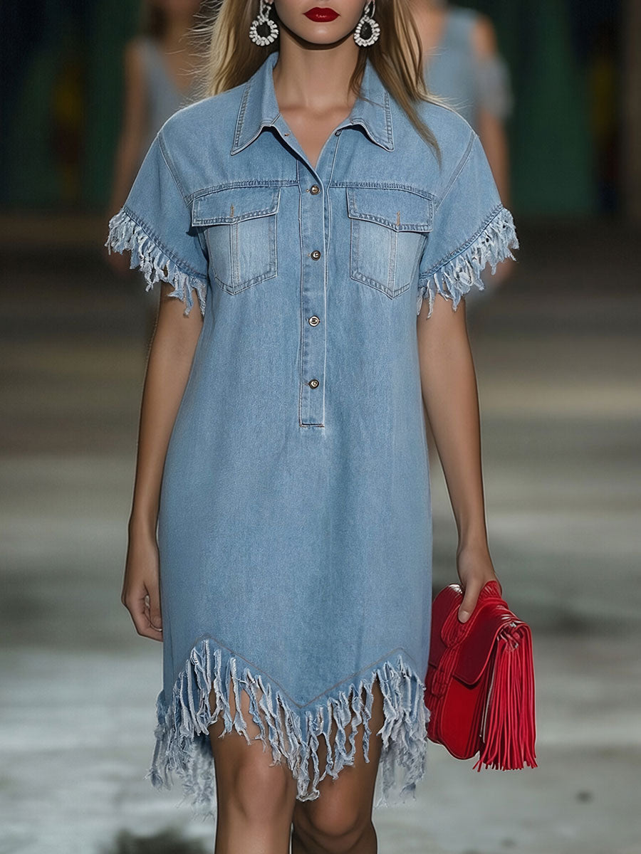 Lola | Luftiges Minikleid Sommer mit Fransendetails für Elegante Anlässe 0