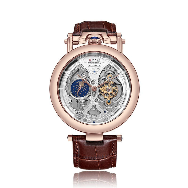 Lumos | Elegante Automatische Skelett-Herrenuhr mit Lederarmband 0