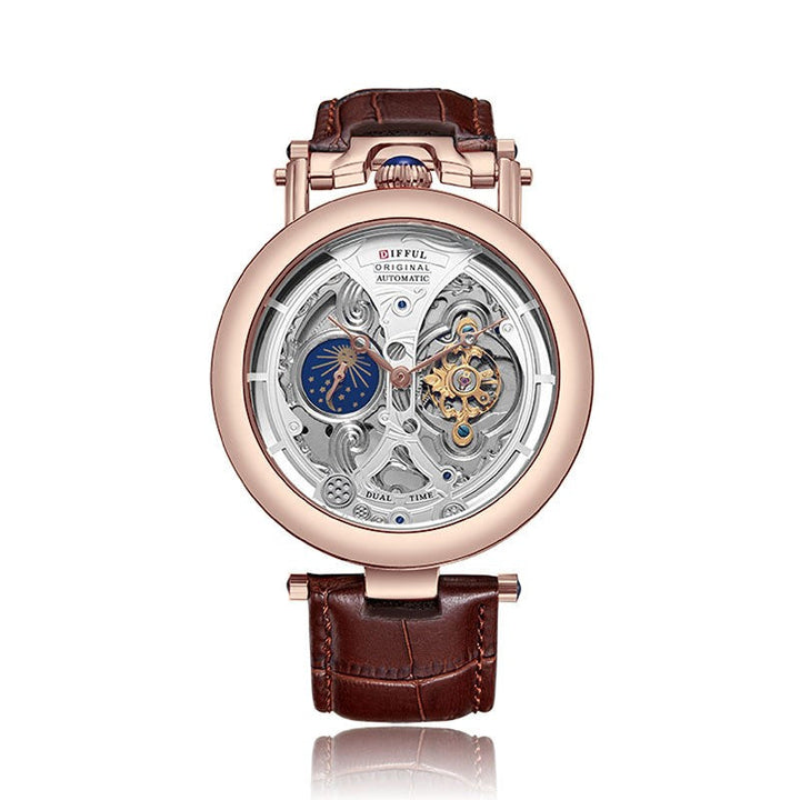 Lumos | Elegante Automatische Skelett-Herrenuhr mit Lederarmband 0