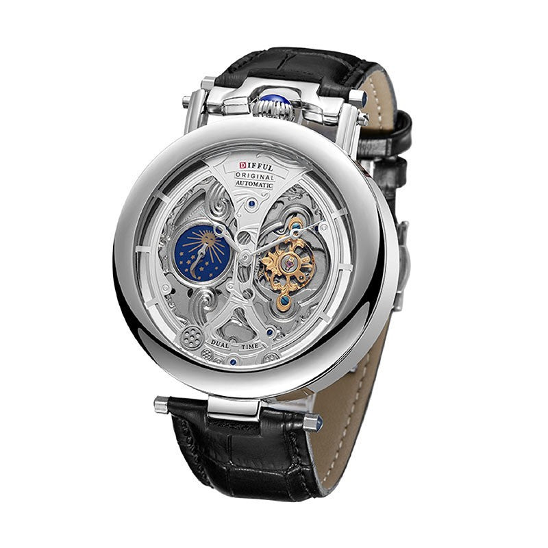 Lumos | Elegante Automatische Skelett-Herrenuhr mit Lederarmband 6