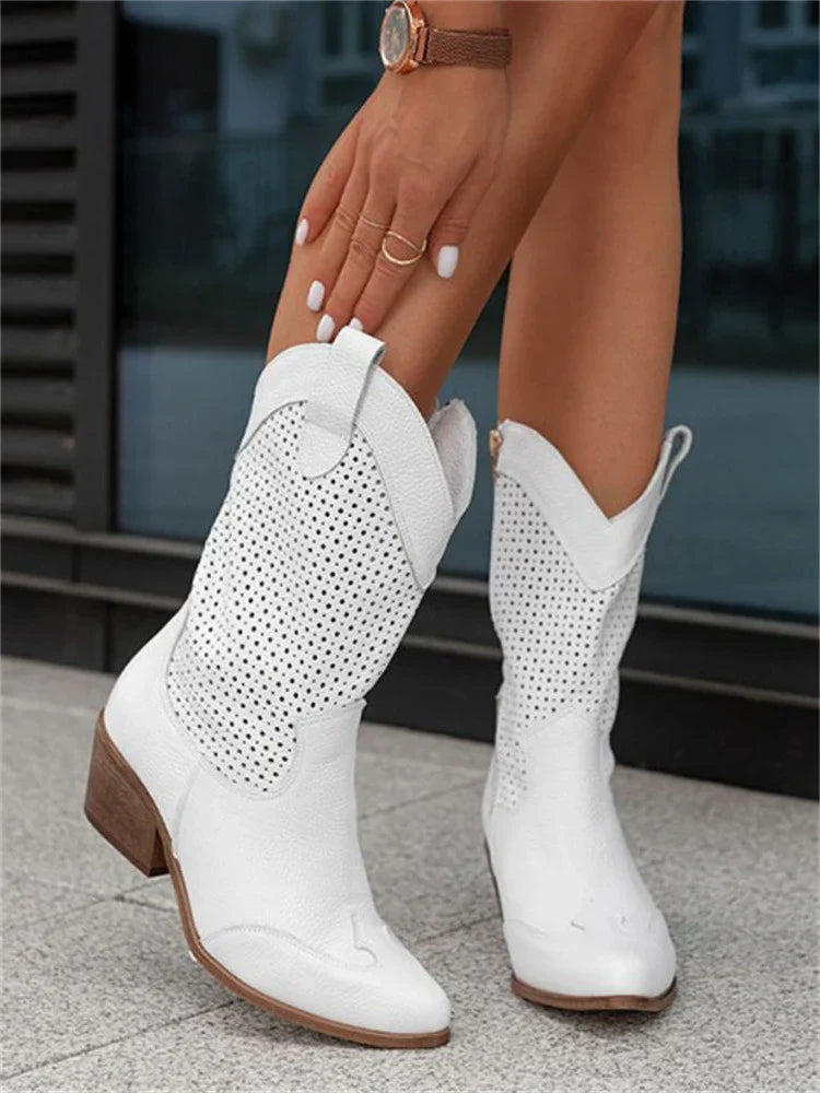 Luna | Atmungsaktive Elegante Damen Cowboy-Stiefel mit Reißverschluss 1