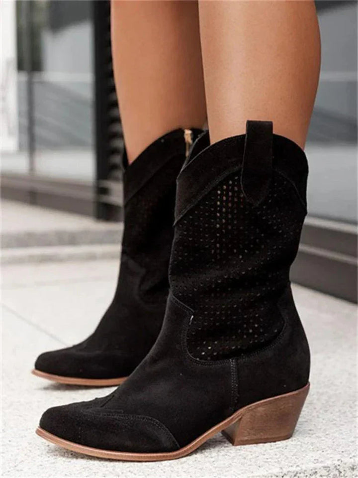 Luna | Atmungsaktive Elegante Damen Cowboy-Stiefel mit Reißverschluss 3