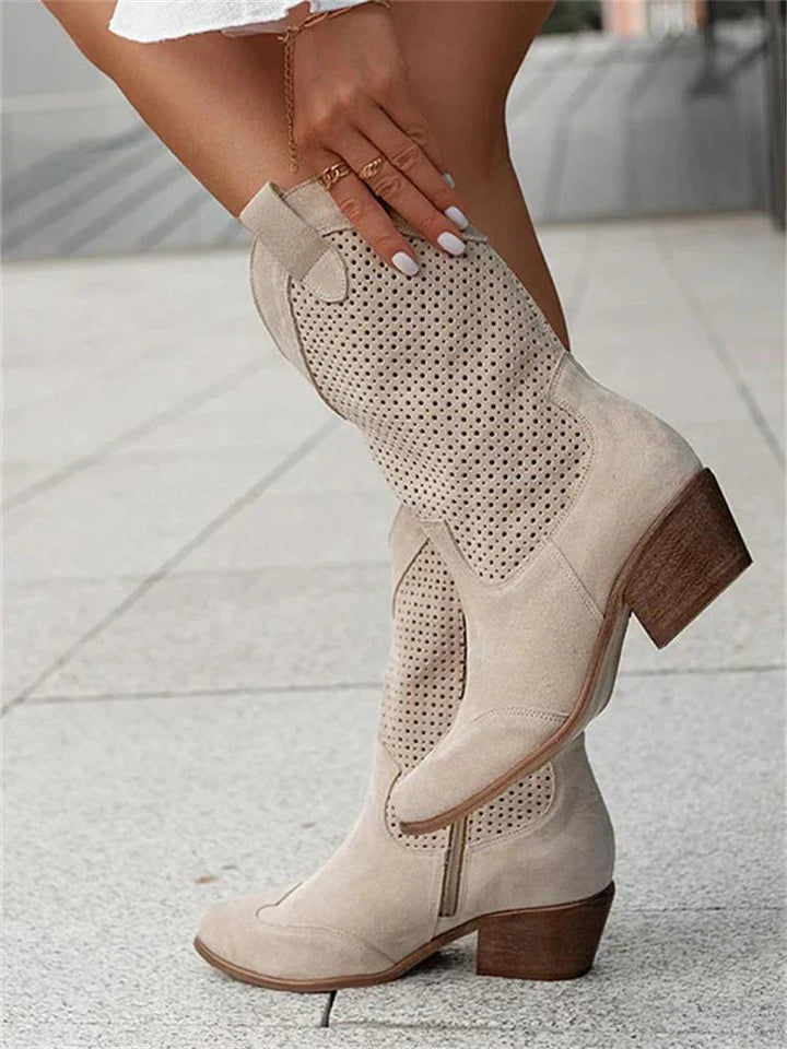 Luna | Atmungsaktive Elegante Damen Cowboy-Stiefel mit Reißverschluss 4