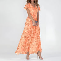 Valeria | Elegantes Aquarell Blumendruck Maxi Kleid