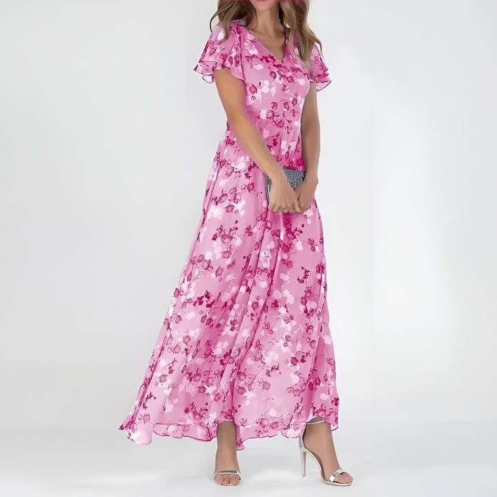 Lunara | Elegantes Aquarell-Blumendruck Maxi Kleid 4