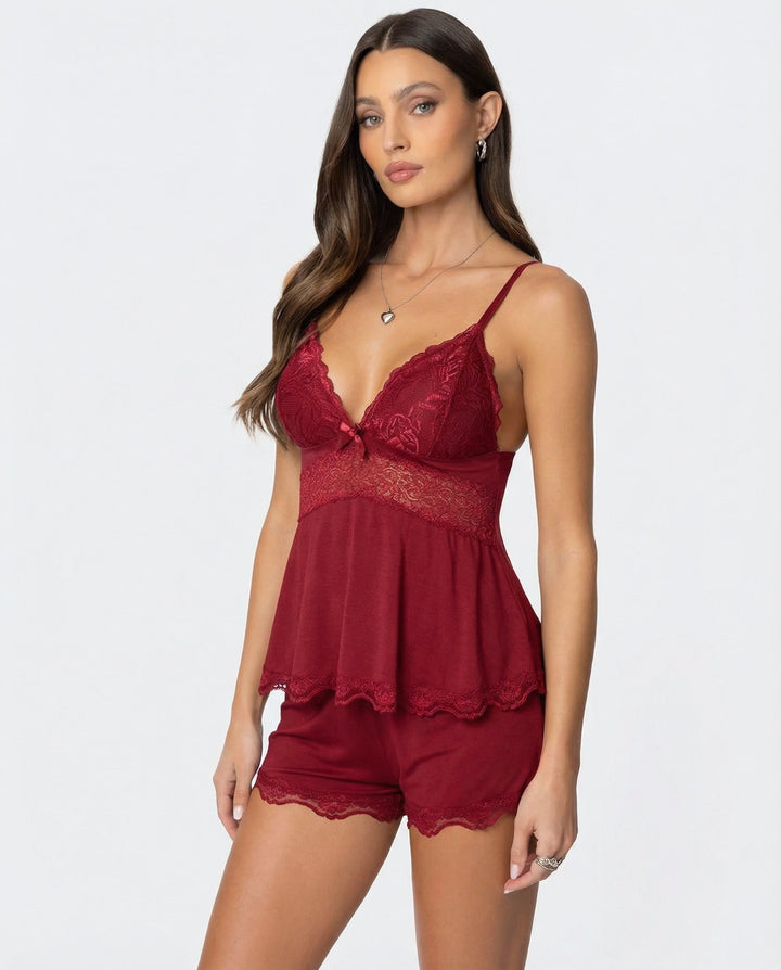 Lunara | Elegantes Damen-Pyjama-Set mit Spitzenbesatz 5