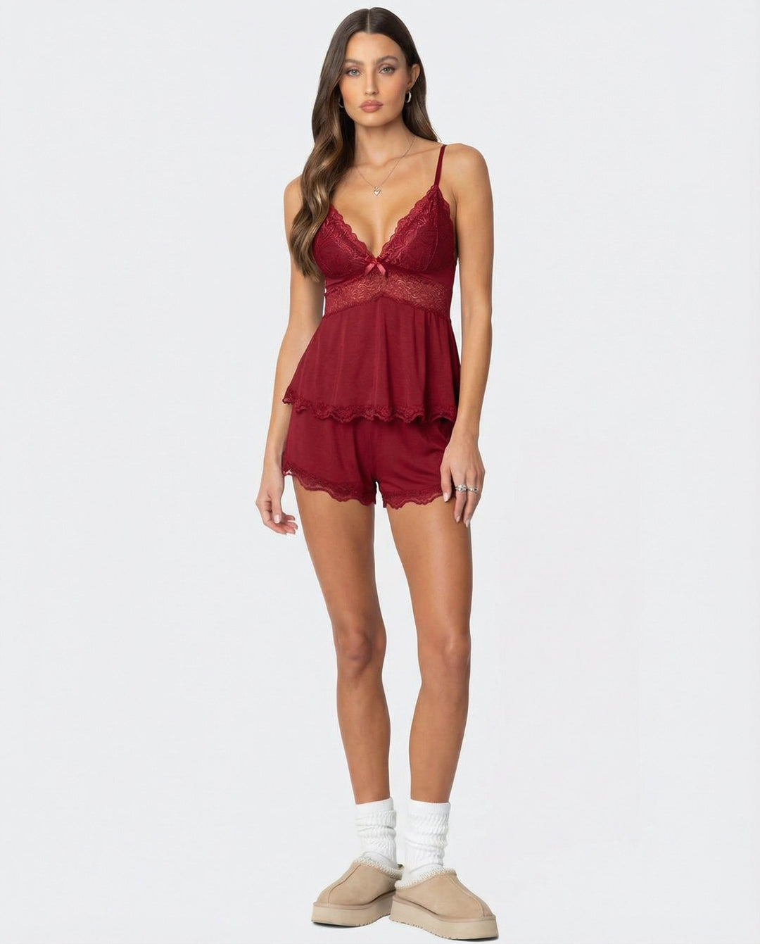 Lunara | Elegantes Damen-Pyjama-Set mit Spitzenbesatz 7