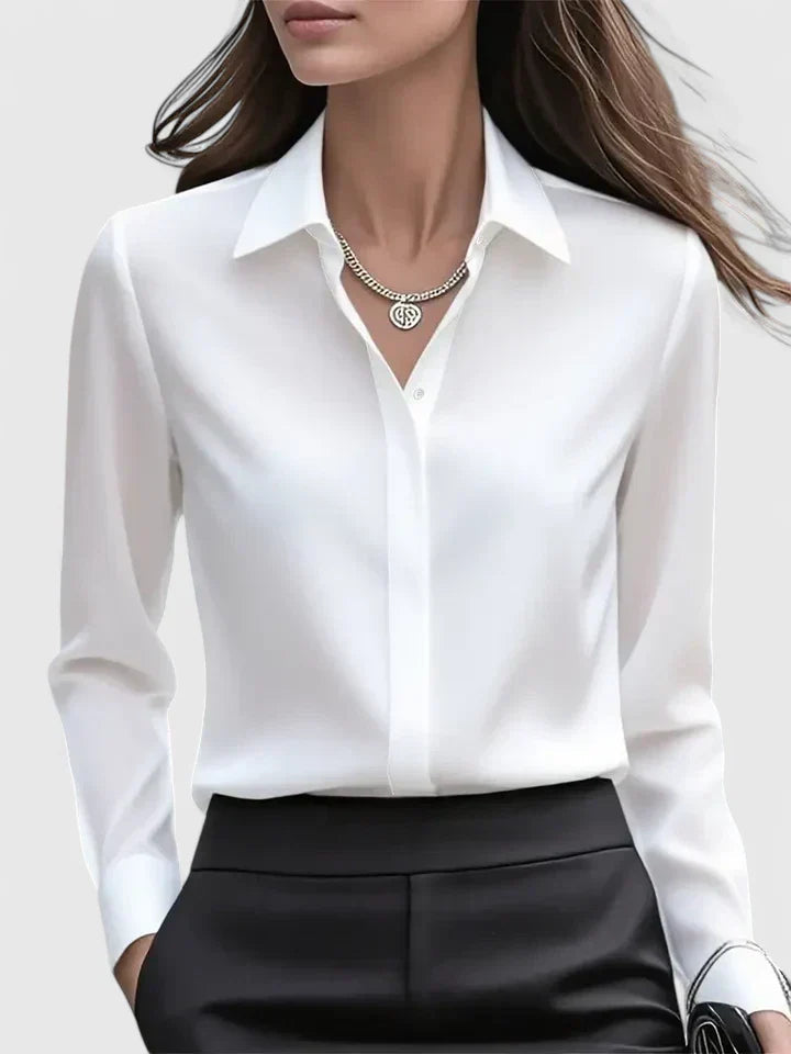 Marta | Elegantes, Zeitloses & Bequemes Weißes Damen Hemd Langarm 1