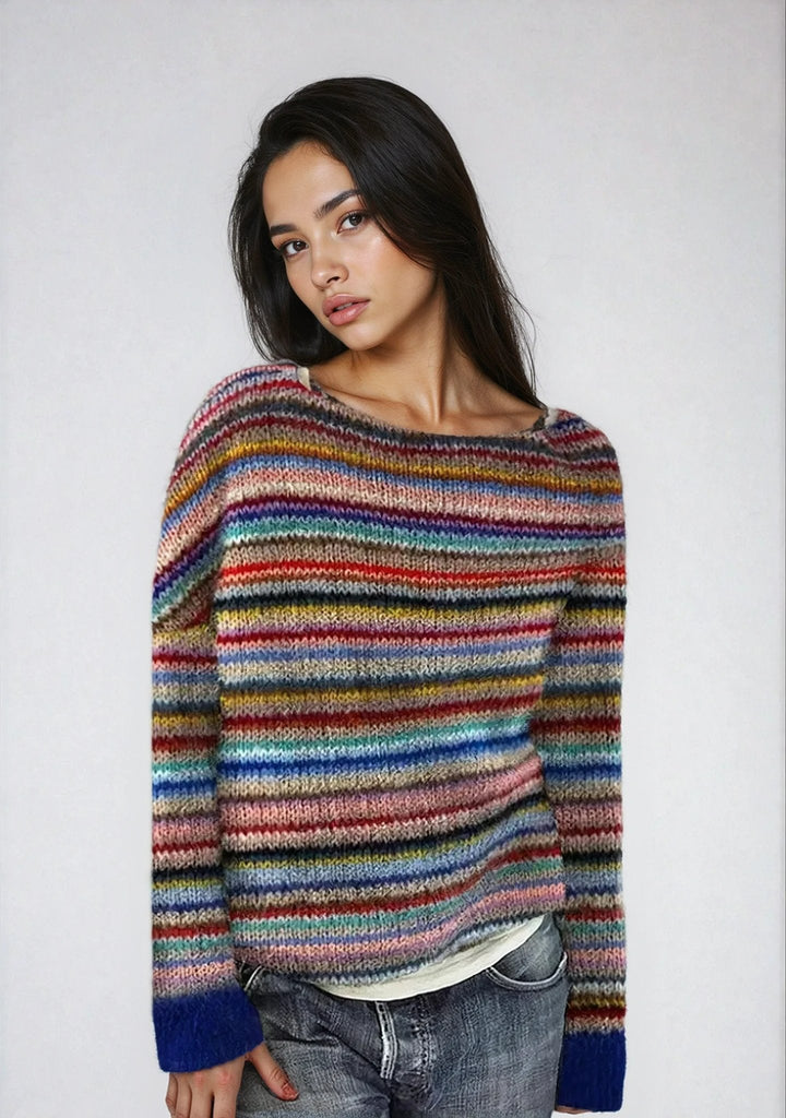 Maya | Lebhafter, gestreifter Retro-Strickpullover in lockerer Passform 2