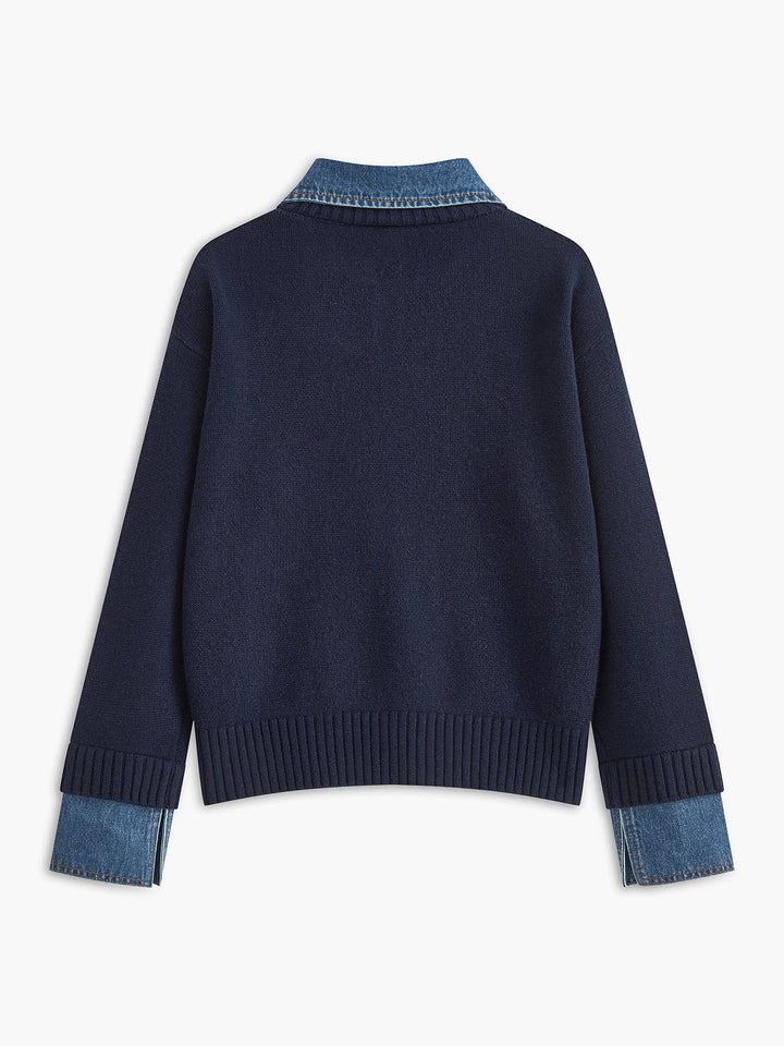 Mia | Damen-Polopullover aus Strick mit Jeanskragen 2