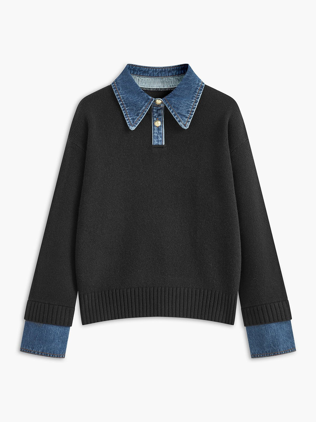 Mia | Damen-Polopullover aus Strick mit Jeanskragen 5