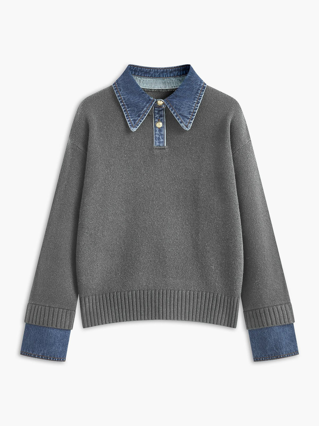 Mia | Damen-Polopullover aus Strick mit Jeanskragen 6