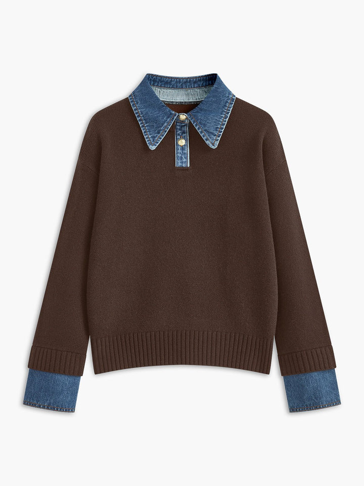 Mia | Damen-Polopullover aus Strick mit Jeanskragen 7