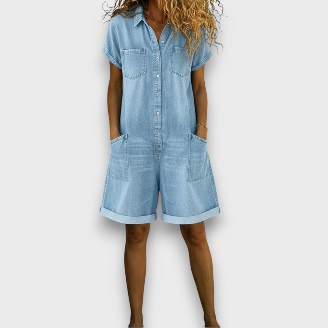 Mila | Damen Jumpsuit Overall Kurz Lässig Bequem Sommer Stil 5