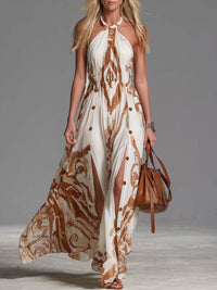 Monika | Luftiges Neckholder-Maxikleid mit edlem Paisley-Muster